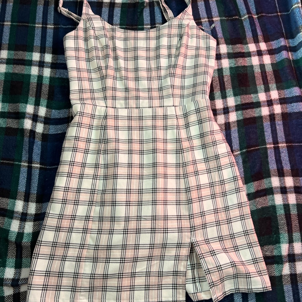 Aeropostale Plaid Dress - White and Blue